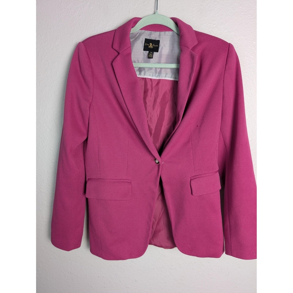 JL Studio Suit Jacket Womens S Pink Polyester‎ Spandex Lined Notch One-Button